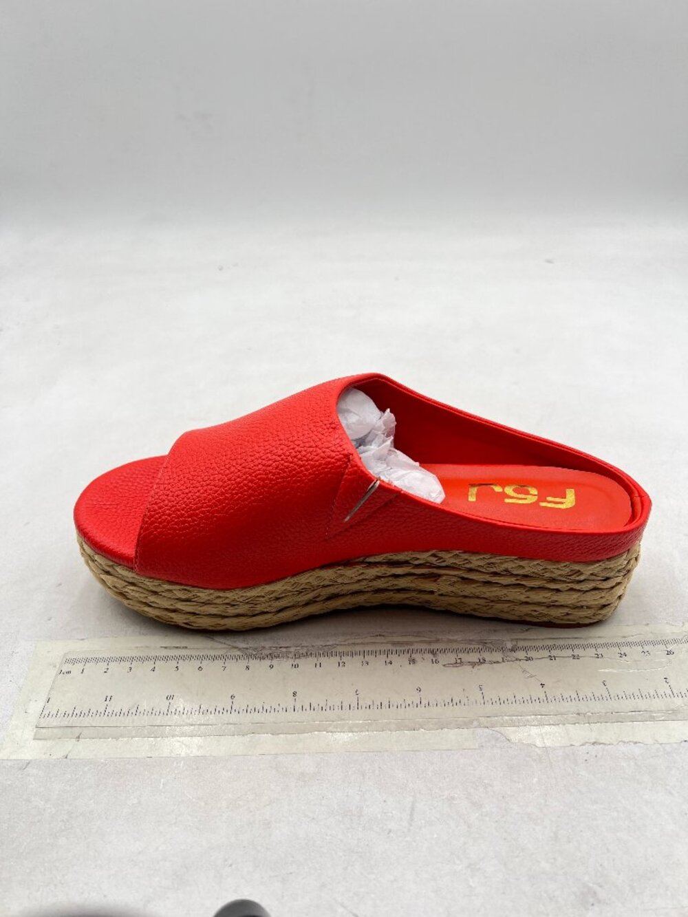 FSJ Orange Espadrille Wedge Heel Mule Sandals Open Toe Slip On Low Platform Shoe